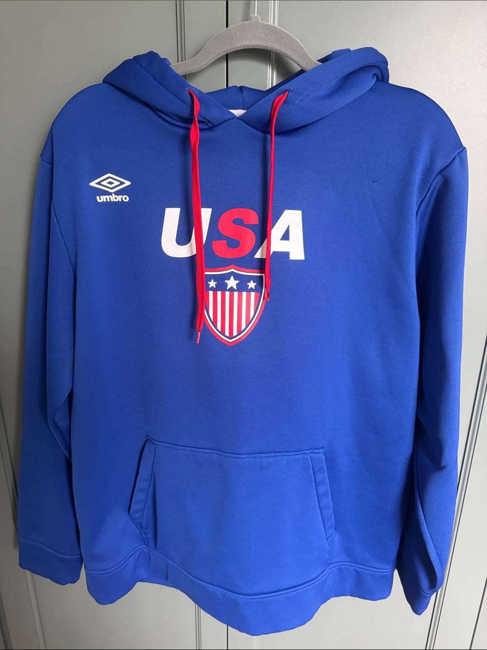 Umbro Royal Blue USA Hoodie with Red Drawstrings